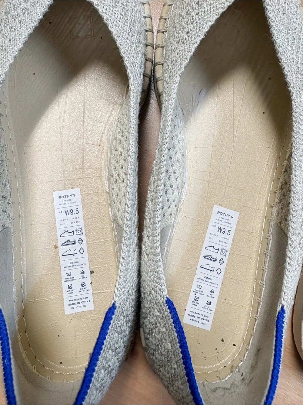 Rothy’s The Espadrille Diamond Metallic Knit Flats Women’s Size 9.5